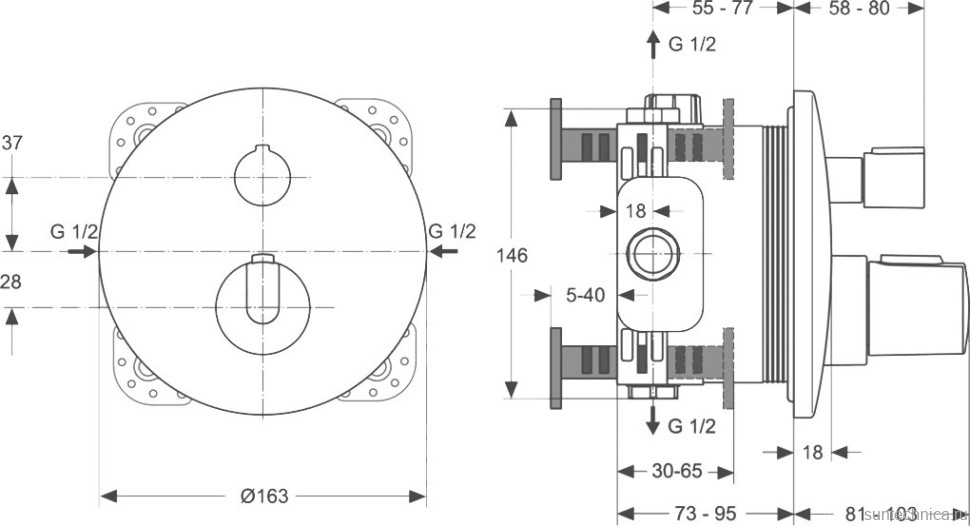 Душевой комплект Ideal Standard Ceratherm BD006XC С ВНУТРЕННЕЙ ЧАСТЬЮ