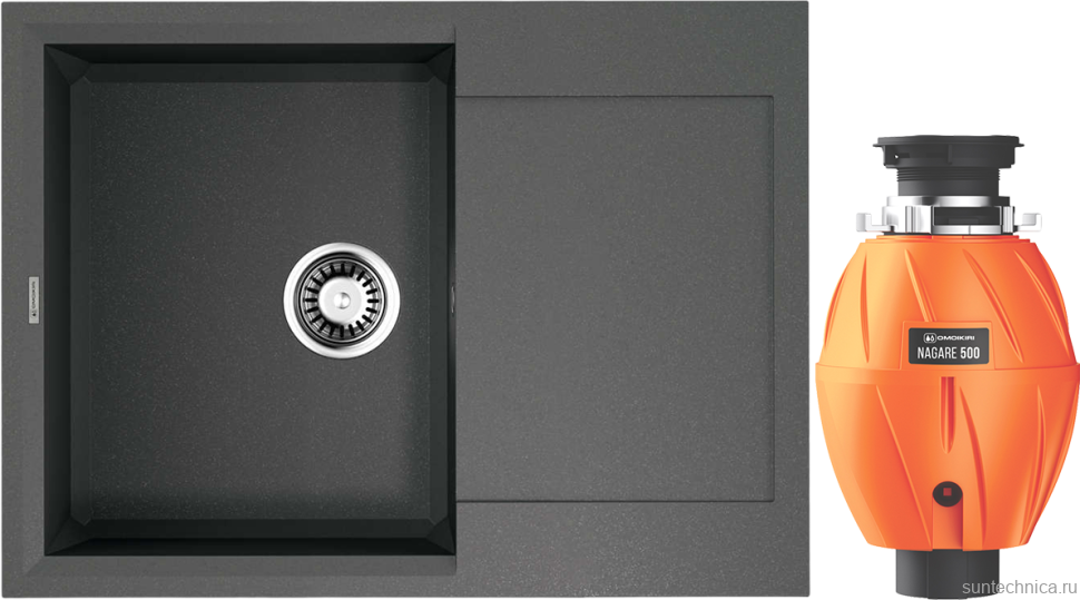 Комплект Мойка Omoikiri Sakaime 68-PL платина + Измельчитель Nagare 500