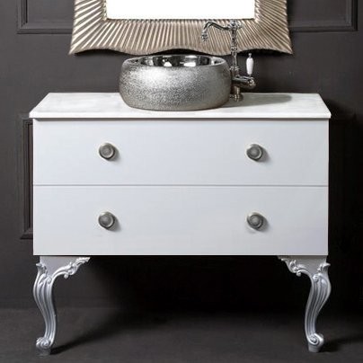 Тумба с раковиной Armadi Art NeoArt 100 белая с ручками Satine хром, с ножками