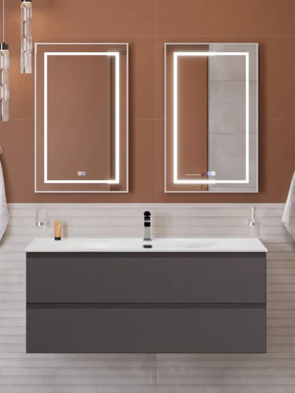 Мебель для ванной комнаты BelBagno Kraft 120 подвесная, матовая темно-серая, раковина bb-8099-120