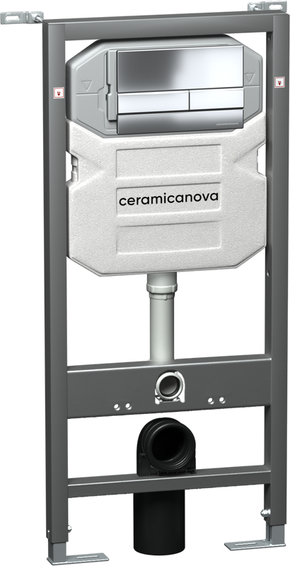 Комплект Унитаз подвесной Ceramicanova Forma CN3009 безободковый, с микролифтом + Инсталляция Envision CN1002CH + Кнопка Flat, хром