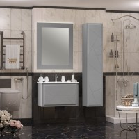Зеркало Opadiris Луиджи 80 с подсветкой и функцией антизапотевания, серое матовое