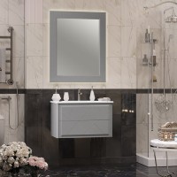 Зеркало Opadiris Луиджи 80 с подсветкой и функцией антизапотевания, серое матовое
