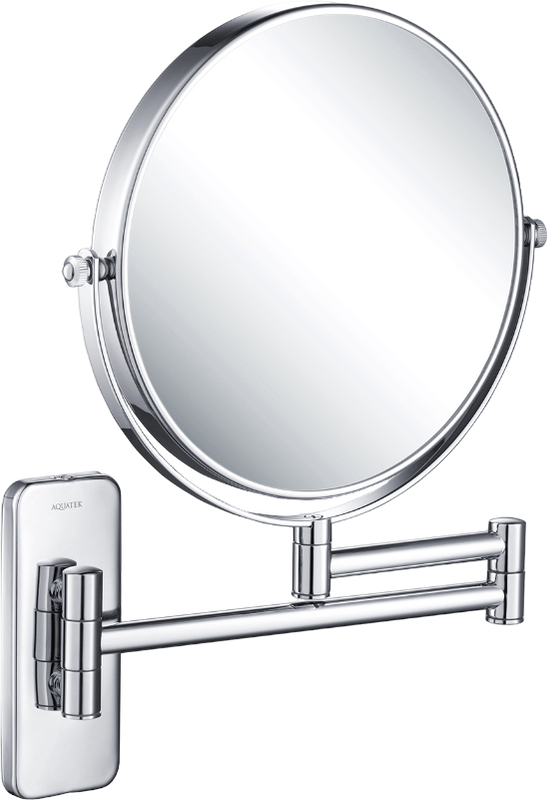 Косметическое зеркало AQUATEK AQ4911CR без подсветки, двухстороннее, телескопическое, поворотное, хром