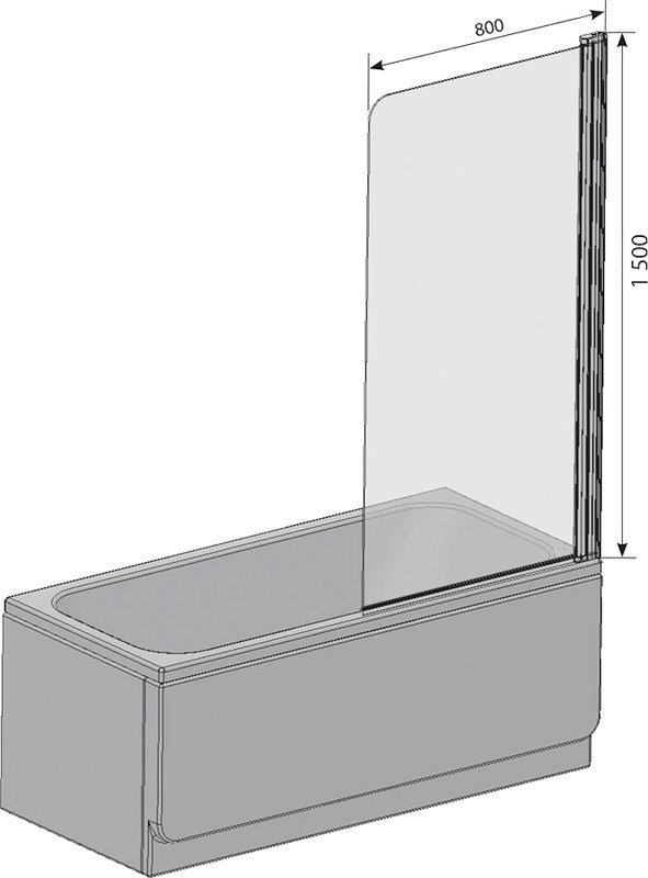 Шторка на ванну Ravak CVS1-80 R Transparent, профиль белый