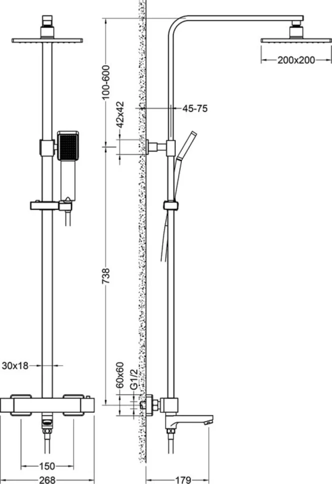 Душевая стойка Timo Tetra-Thermo SX-0169/03 с термостатом, черная