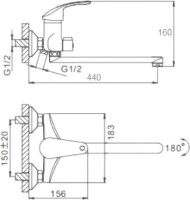 Смеситель с длинным изливом для ванны D-lin D146401 хром Смеситель с длинным изливом для ванны D-lin D146401 хром