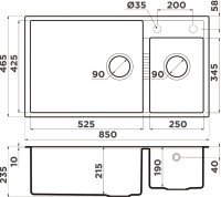 Комплект Мойка Omoikiri Tedori 85-2-U бежевая + Измельчитель Nagare slim 1250-AZ azur blue