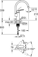 Смеситель для кухни Grohe Eurosmart 33202003