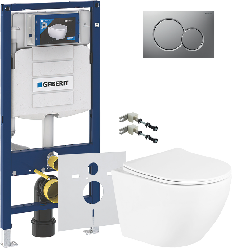 Комплект Унитаз подвесной BelBagno Uno + Крепления Geberit Duofix 111.815.00.1 к стене + Звукоизоляция + Инсталляция UP 320 111.300.00.5 + Кнопка Sigma 01 115.770.JQ.5 лакированная, матовый хром