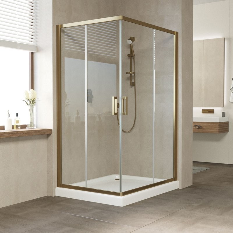 Душевой уголок Vegas Glass ZA-F Tur Novo 120*110 05 01 профиль бронза, стекло прозрачное