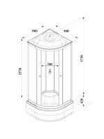 Душевая кабина Parly BETT921 90х90, с высоким поддоном, профиль матовый хром, стекло матовое