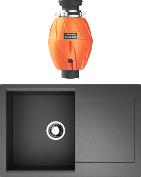 Комплект Мойка Omoikiri Daisen 78-BL черная + Измельчитель Nagare 500