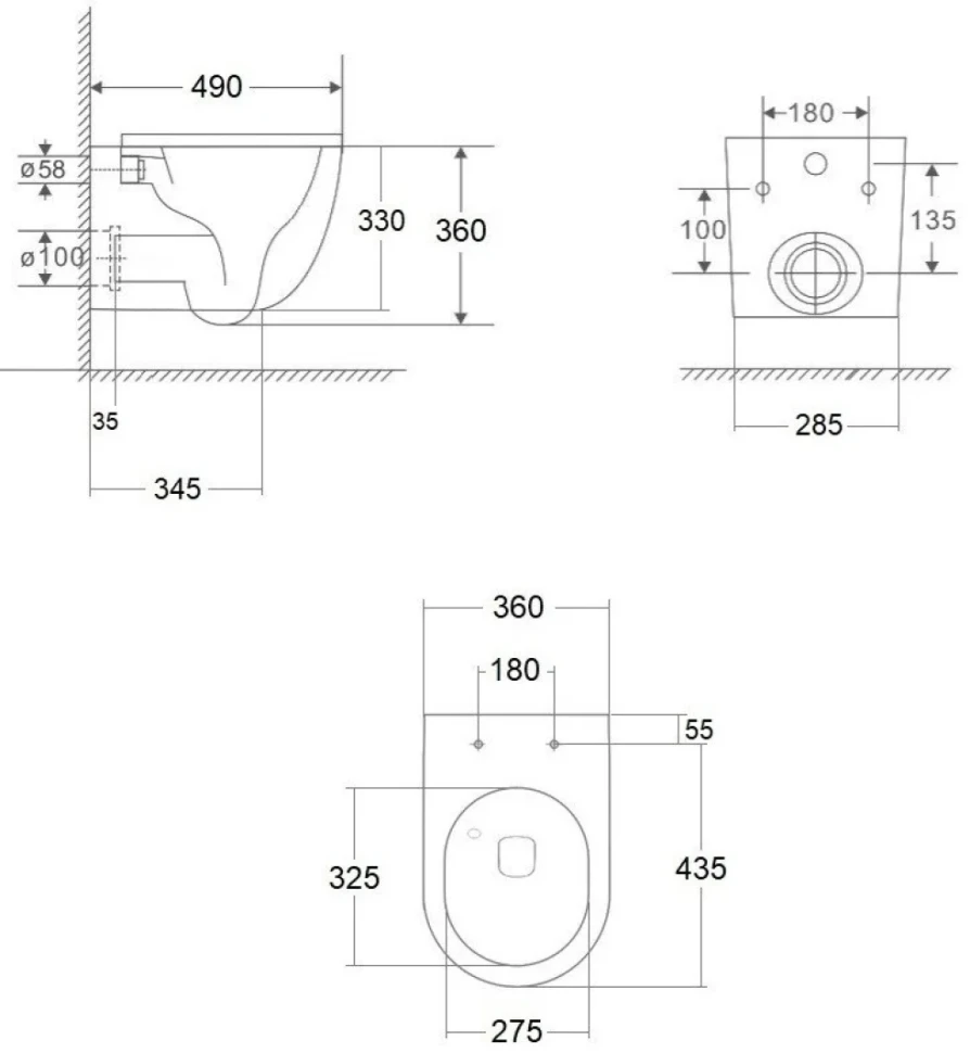 Комплект Унитаз подвесной BOND Oval F01-10 безободковый, с микролифтом, белый + Инсталляция TECE Base 9400413 4 в 1 с кнопкой смыва