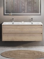 Тумба с раковиной BelBagno Kraft 120 для двоих, 2 ящика, rovere galifax bianco