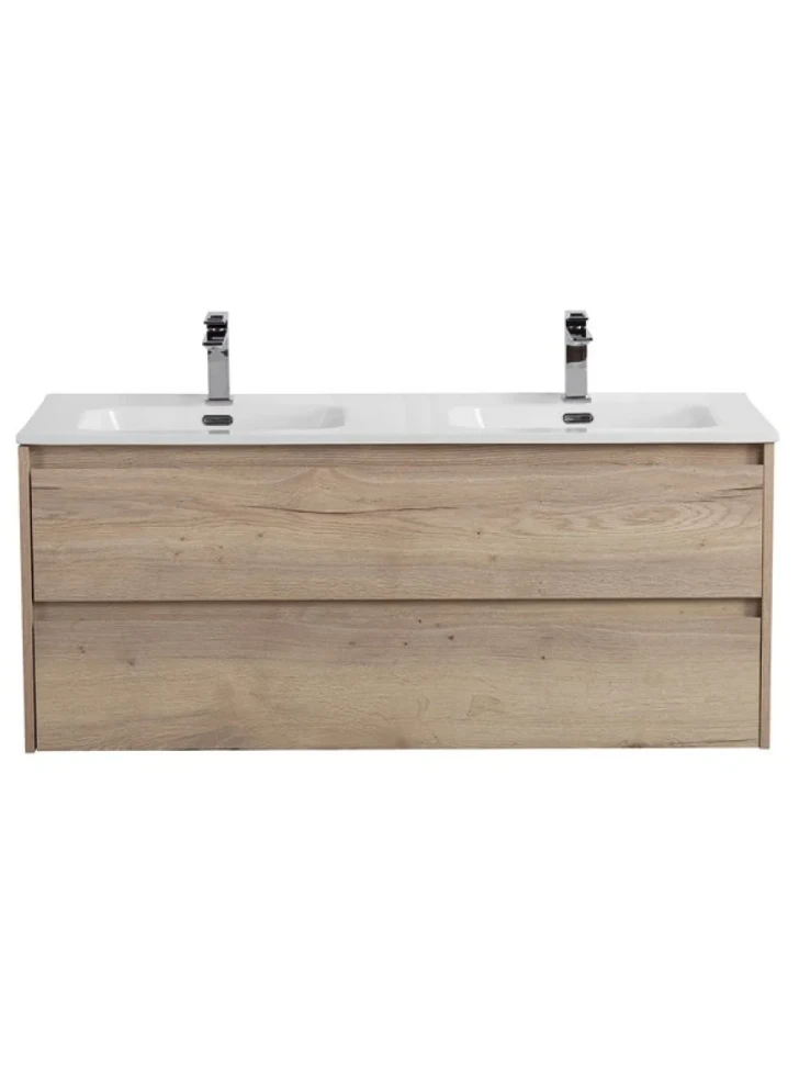 Тумба с раковиной BelBagno Kraft 120 для двоих, 2 ящика, rovere galifax bianco