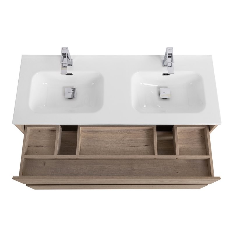 Тумба с раковиной BelBagno Kraft 120 для двоих, 2 ящика, rovere galifax bianco