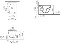 Комплект Унитаз подвесной VitrA Integra Square 7082B003-7209 с функцией биде + Крышка Integra Square 191-003-009 с микролифтом + Инсталляция Geberit Duofix Delta 458.149.21.1 с кнопкой смыва, хром + Звукоизоляция