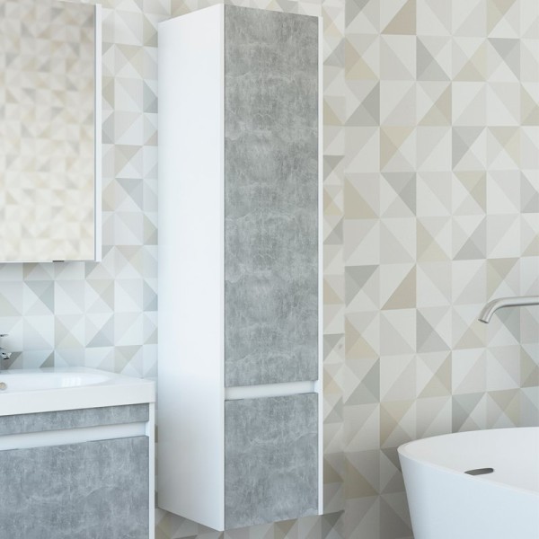 Шкаф пенал для ванной Sanflor Калипсо R, белый, ателье светлый