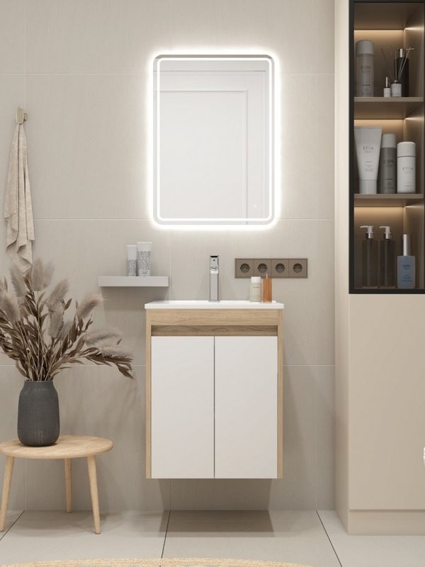 Тумба с раковиной Teymi Netta 50 дуб, белая