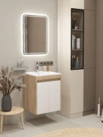 Тумба с раковиной Teymi Netta 50 дуб, белая