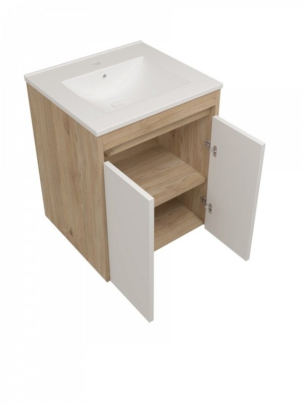 Тумба с раковиной Teymi Netta 50 дуб, белая