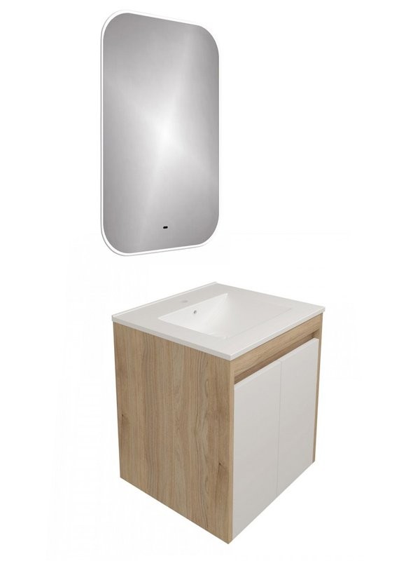 Тумба с раковиной Teymi Netta 50 дуб, белая