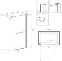 Душевой уголок RGW Passage PA-03+70 см (77-78,5)x70x185 профиль хром, стекло прозрачное