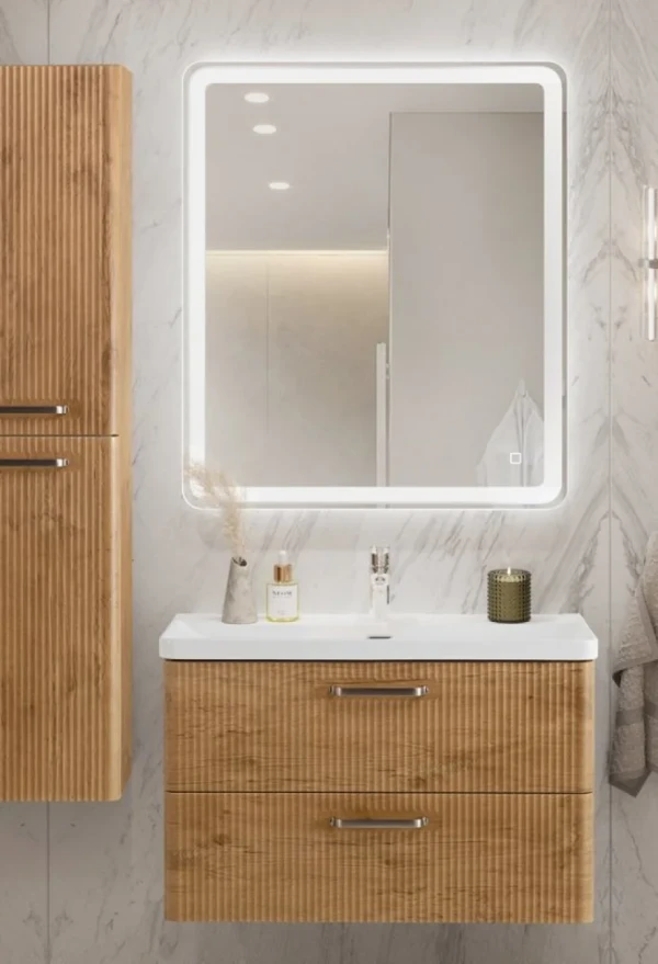 Мебель для ванной комнаты BelBagno Due 80 ручки матовый атласный никель, rovere nature