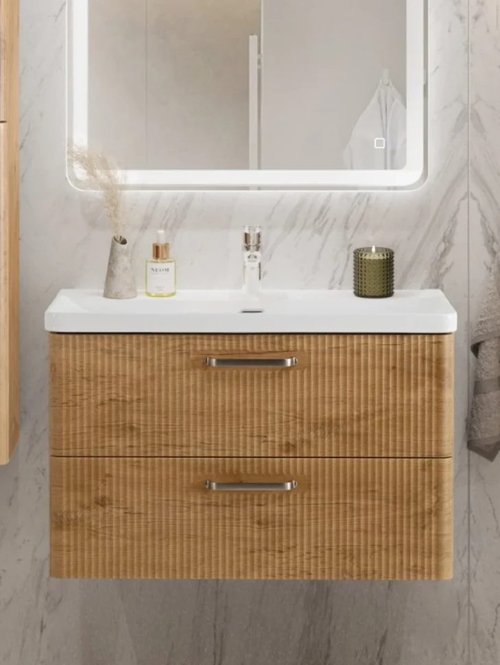 Мебель для ванной комнаты BelBagno Due 80 ручки матовый атласный никель, rovere nature