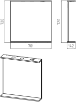 Зеркало Misty Енисей 70 с полкой