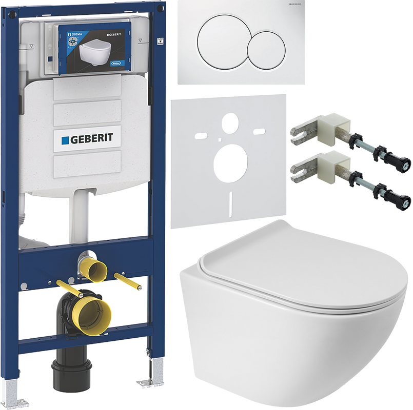 Комплект Унитаз подвесной BelBagno Sfera-r + Крышка BB901SC с микролифтом + Инсталляция Geberit Duofix UP 320 111.300.00.5 + Кнопка Sigma 01 115.770.11.5 белая + Крепления 111.815.00.1 к стене + Звукоизоляция