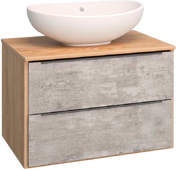 Тумба с раковиной Runo Мальта 70, подвесная, дуб, серая