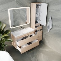 Тумба с раковиной Style Line Атлантика 100 Люкс Plus, подвесная, ясень перламутр