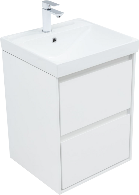 Тумба с раковиной Aquanet Милан 50 подвесная, белая глянцевая