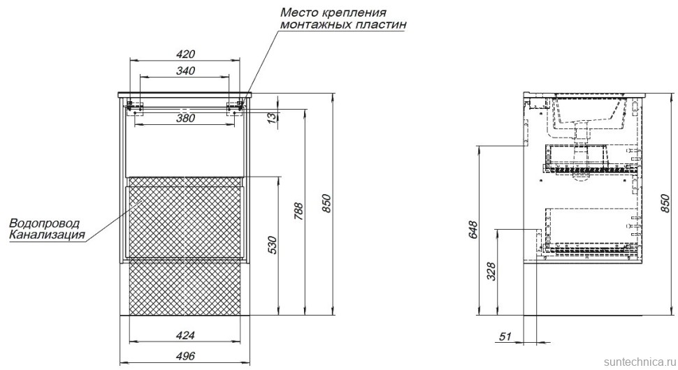 Тумба с раковиной Aquanet Милан 50 подвесная, белая глянцевая