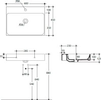 Накладная раковина Kerasan Cento 353101 60 см