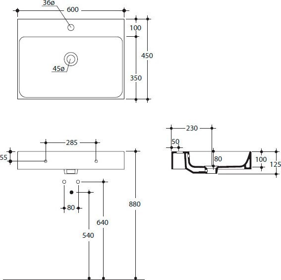 Накладная раковина Kerasan Cento 353101 60 см