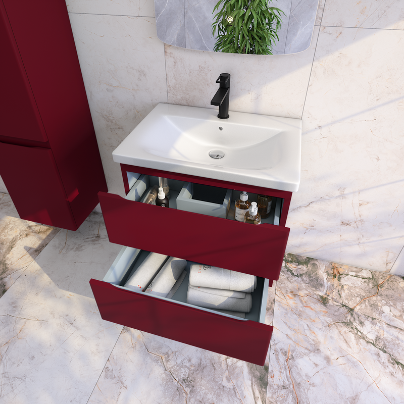 Тумба под раковину без столешницы Caprigo Forte 65 подвесная, бордовая