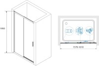 Душевой уголок RGW Leipzig LE-12B+80 см (157-161)x80x195 профиль черный матовый, стекло прозрачное