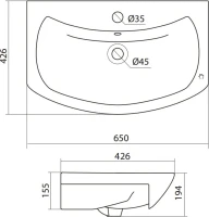 Тумба с раковиной Style Line Амелия 65 белая