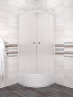Душевой уголок Triton Вельвет В 80х80 см, с поддоном, профиль матовый белый, стекло матовое