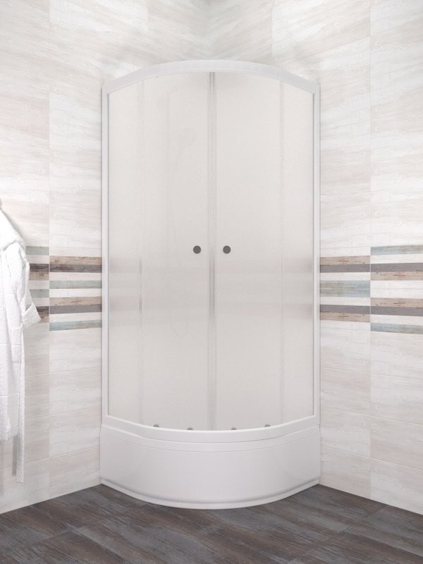 Душевой уголок Triton Вельвет В 80х80 см, с поддоном, профиль матовый белый, стекло матовое