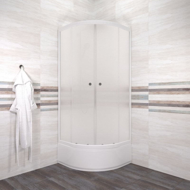 Душевой уголок Triton Вельвет В 80х80 см, с поддоном, профиль матовый белый, стекло матовое