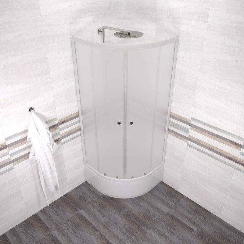 Душевой уголок Triton Вельвет В 80х80 см, с поддоном, профиль матовый белый, стекло матовое