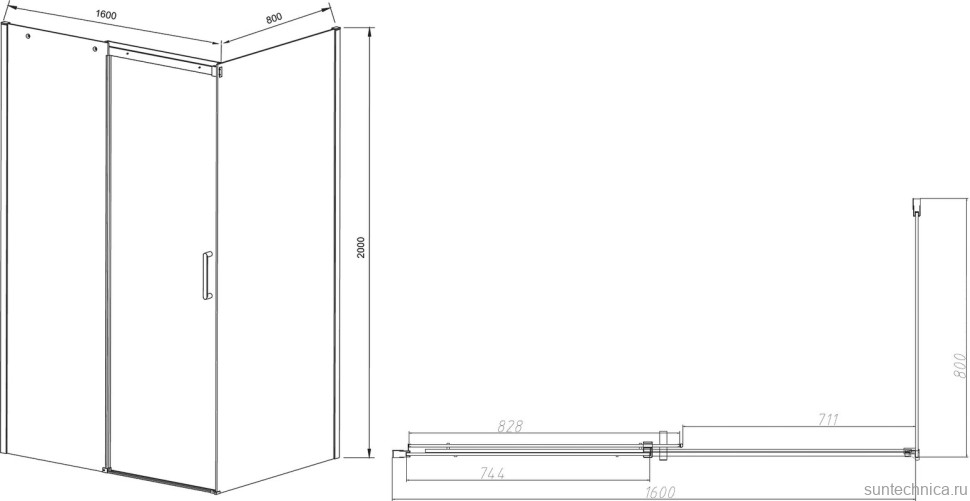 Душевой уголок Vincea Dice VSR-4D8016CL 160х80 см, профиль хром