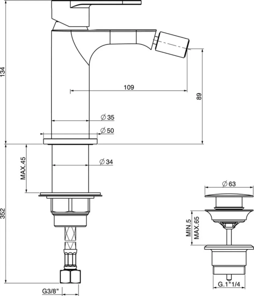Смеситель для биде Gattoni H2OMIX 7000 7005070NO nero opaco