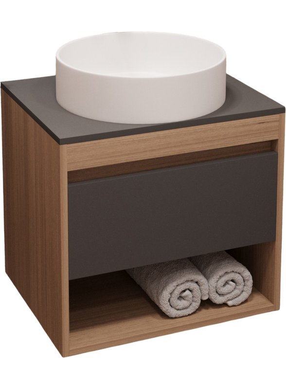 Тумба с раковиной Teymi Ritta 55 дуб эврика, матовый графит, раковина Lina D41