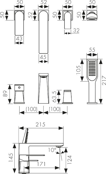 Смеситель на борт ванны Kaiser Terso 70122 хром
