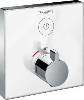 Термостатический смеситель Hansgrohe ShowerSelect Glass 15737400 для душа, белый - хром